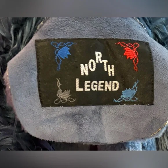 North Legend Faux Shearling Coat Boho Toggle Fur Trim Embroidered - Picture 3 of 14